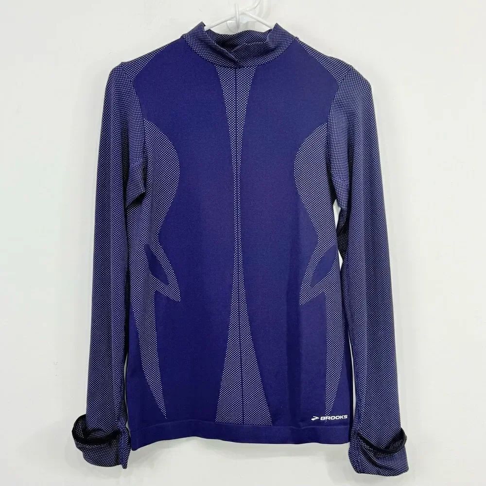 Brooks Equilibrium X Static Purple Fit Stretch Mitten Cuff Running Athletic Top